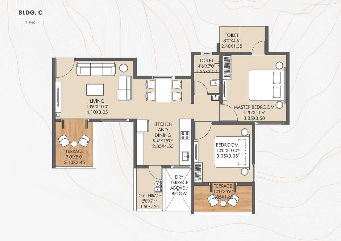 Bella Rossa Phase 2 Unit plan - 741 sq.ft.