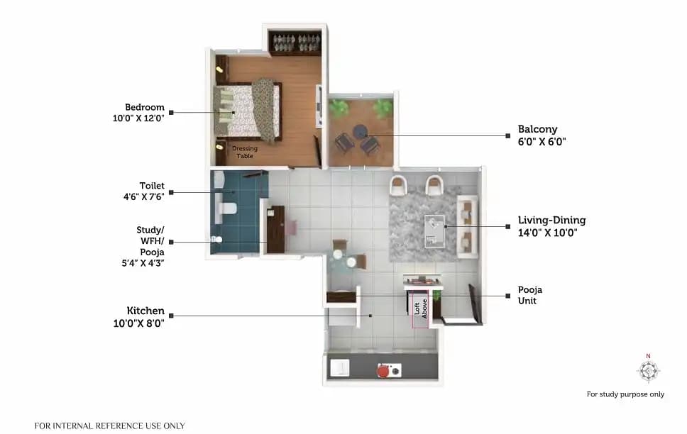 Saheel I trend Waterfront Unit plan - 467 sq.ft.