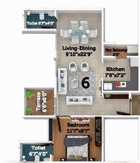 Unit plan - 670 sq.ft.