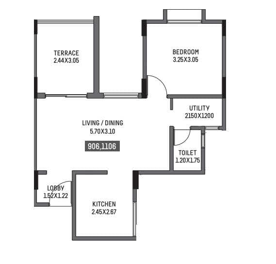 Paranjape Madhukosh Unit plan - 543 sq.ft.
