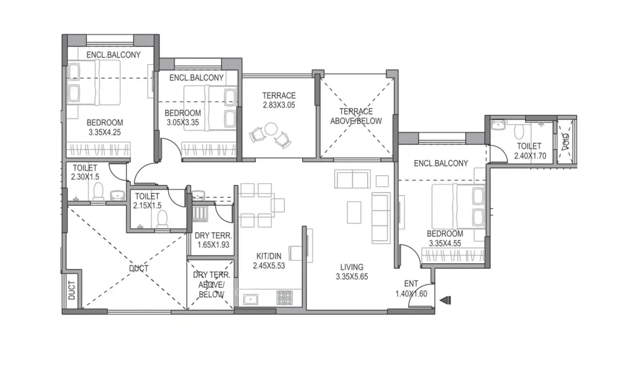 Paranjape Gloria Grand Unit plan - 900 sq.ft.