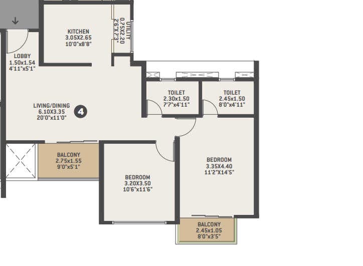 Unit plan - 855 sq.ft.