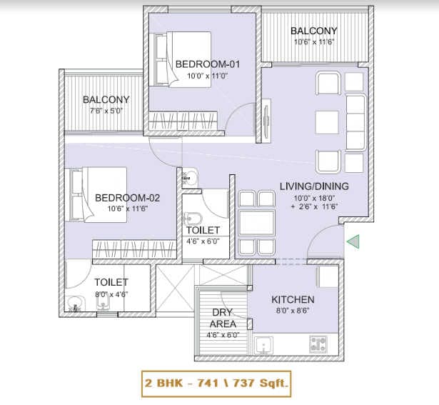 Unit plan - 741 sq.ft.