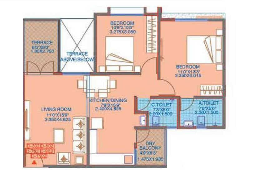 Austin County Unit plan - 750 sq.ft.