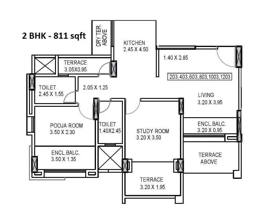 Unit plan - 811 sq.ft.