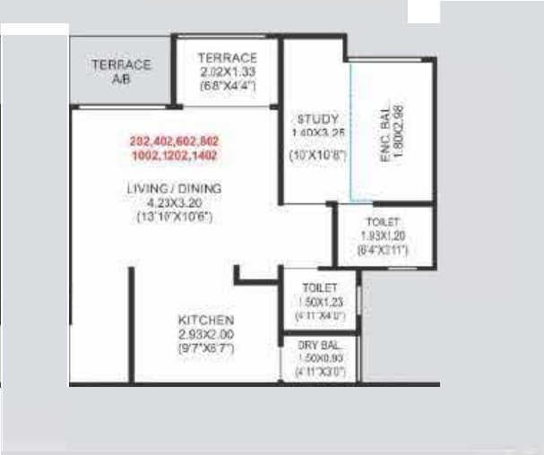 Jhamtani Vision Ace Unit plan - 479 sq.ft.