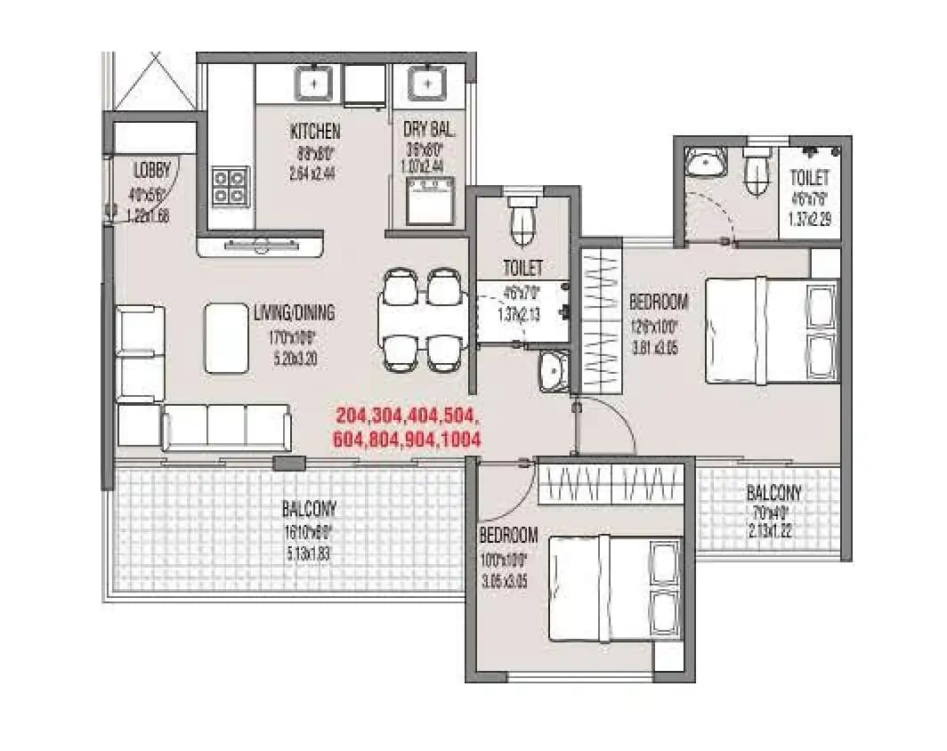 Millennium Pacific Unit plan - 779 sq.ft.