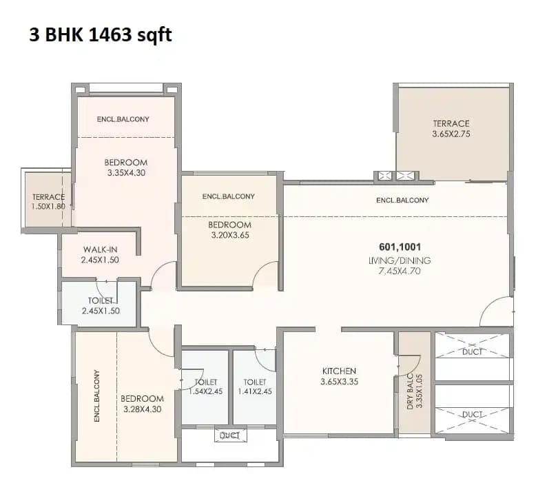 Unit plan - 1463 sq.ft.