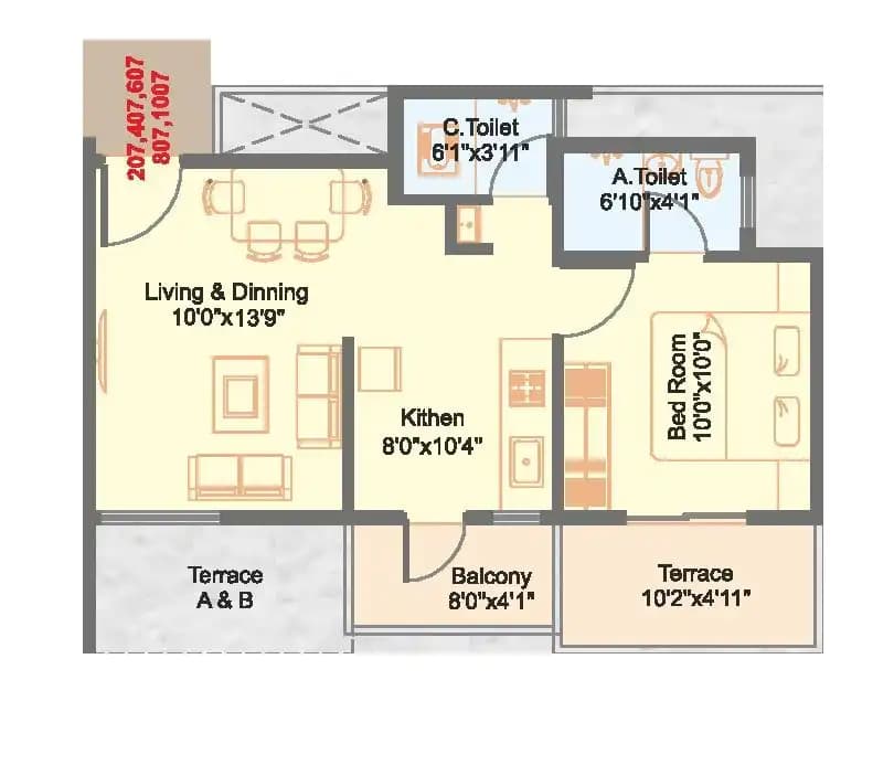 Sukhwani Shivom Unit plan - 419 sq.ft.