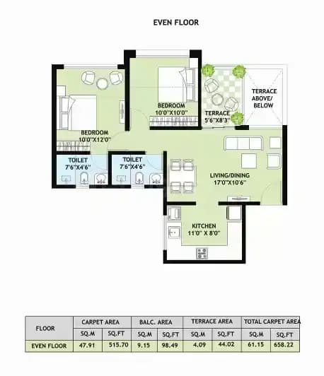 Unit plan - 652 sq.ft.