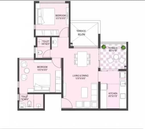 Rama Metro Life Maxima Unit plan - 724 sq.ft.