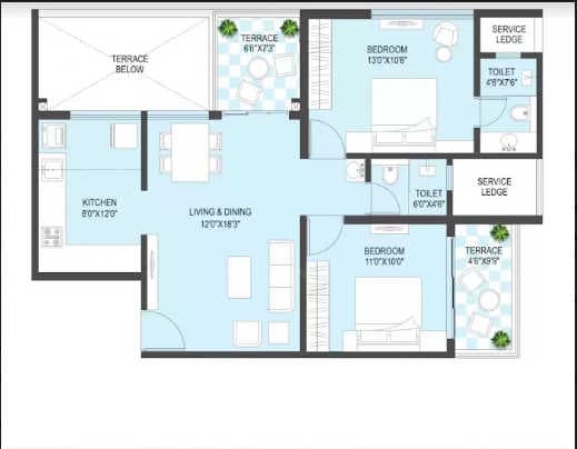 Rama Metro Life Maxima Unit plan - 788 sq.ft.