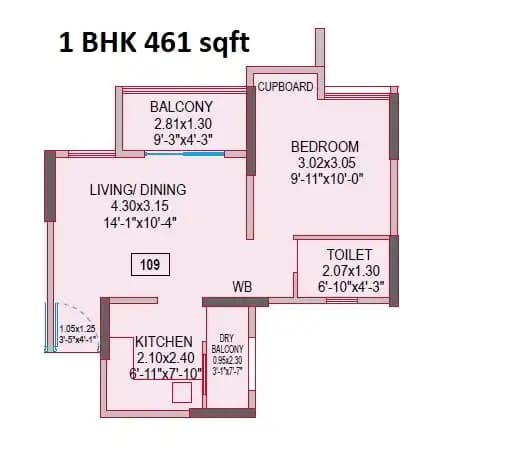 TCG Cliff Garden Unit plan - 461 sq.ft.
