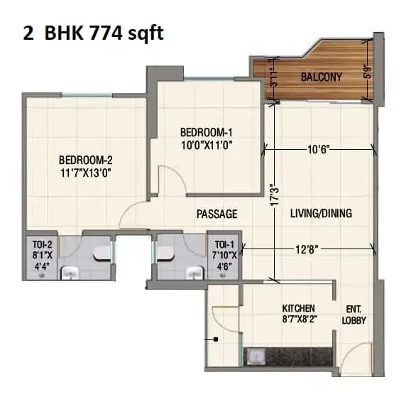 Naiknavare Avon Vista Unit plan - 774 sq.ft.