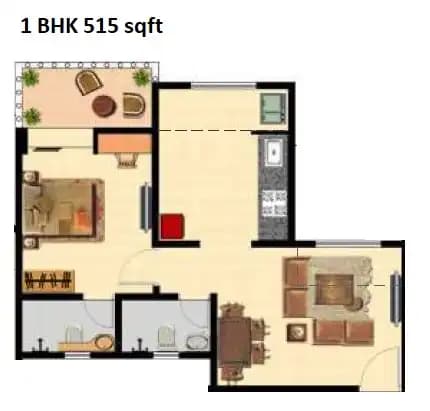 Nyati Elan Unit plan - 515 sq.ft.
