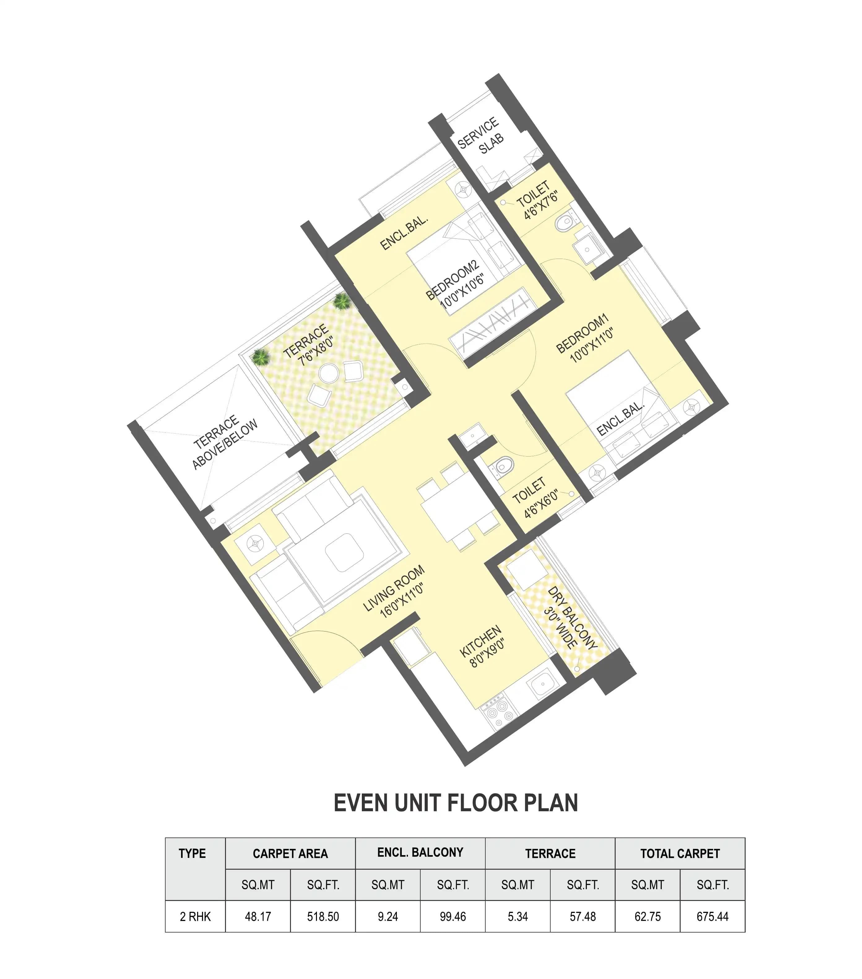 Rama Melange Unit plan - 675 sq.ft.
