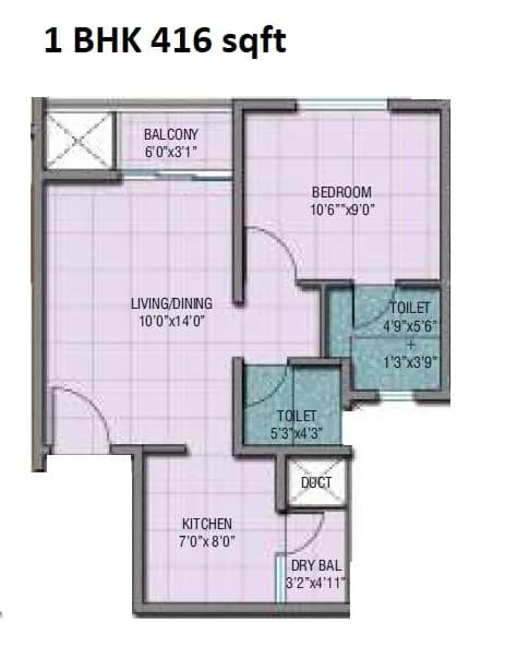 Naiknavare Neelaya Unit plan - 416 sq.ft.