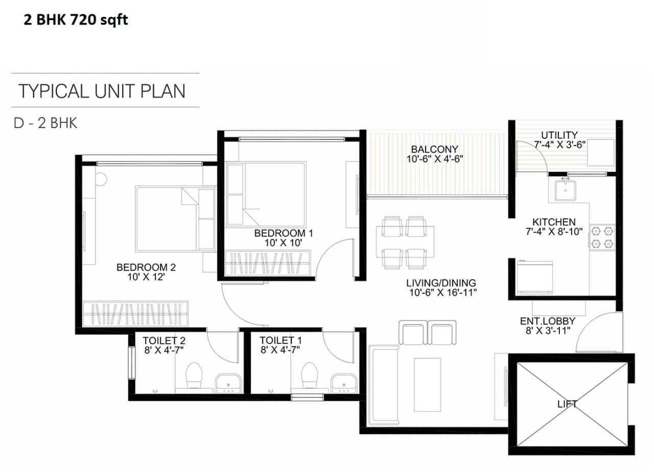 Gagan Avencia Unit plan - 720 sq.ft.