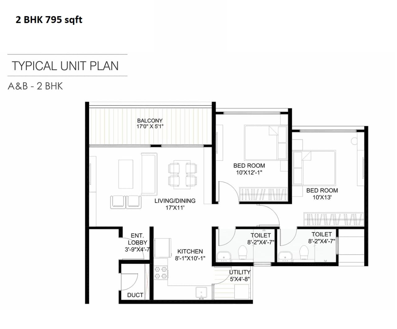 Gagan Avencia Unit plan - 795 sq.ft.