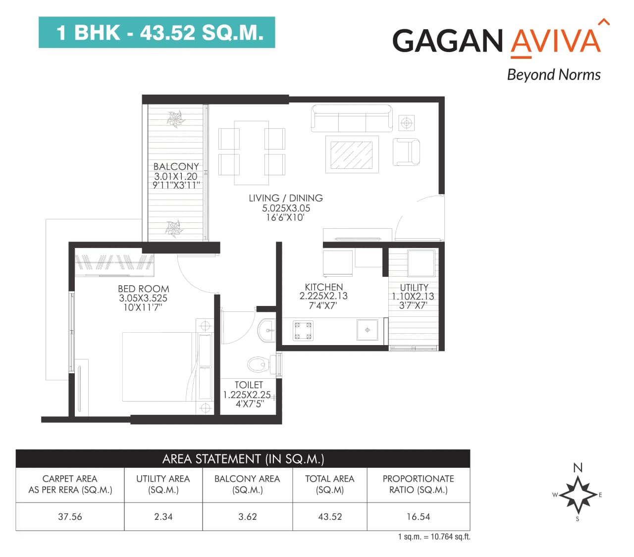 Gagan Aviva Unit plan - 469 sq.ft.