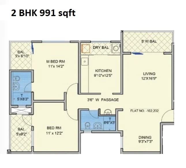 Unit plan - 991 sq.ft.