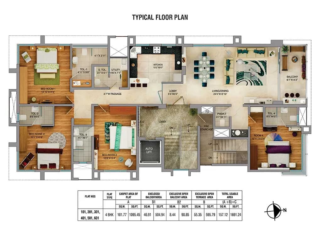Unit plan - 1691 sq.ft.