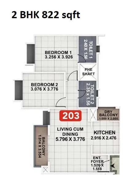 Unit plan - 822 sq.ft.