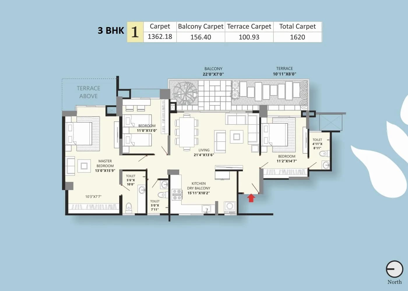 Unit plan - 1620 sq.ft.