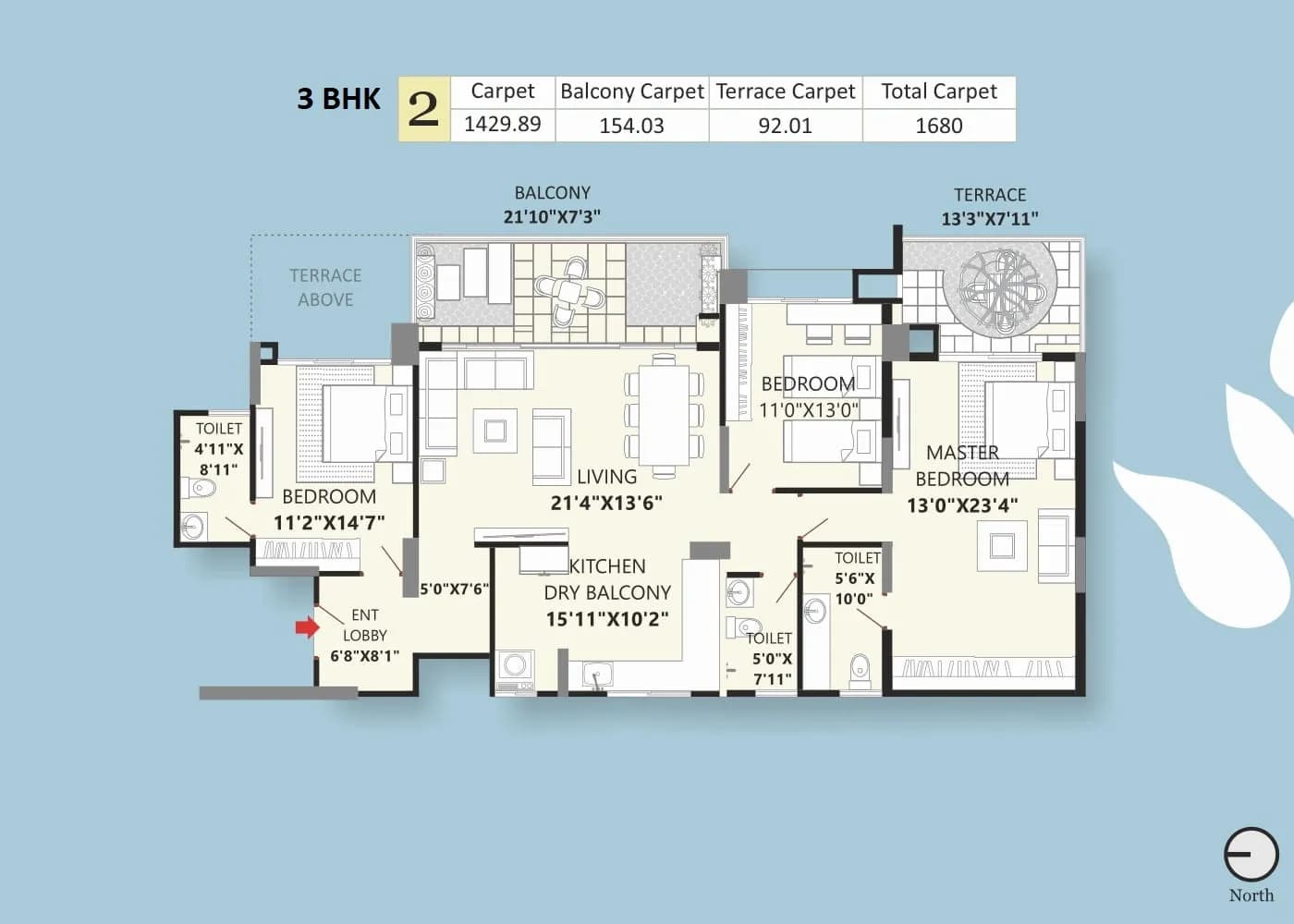 Unit plan - 1680 sq.ft.