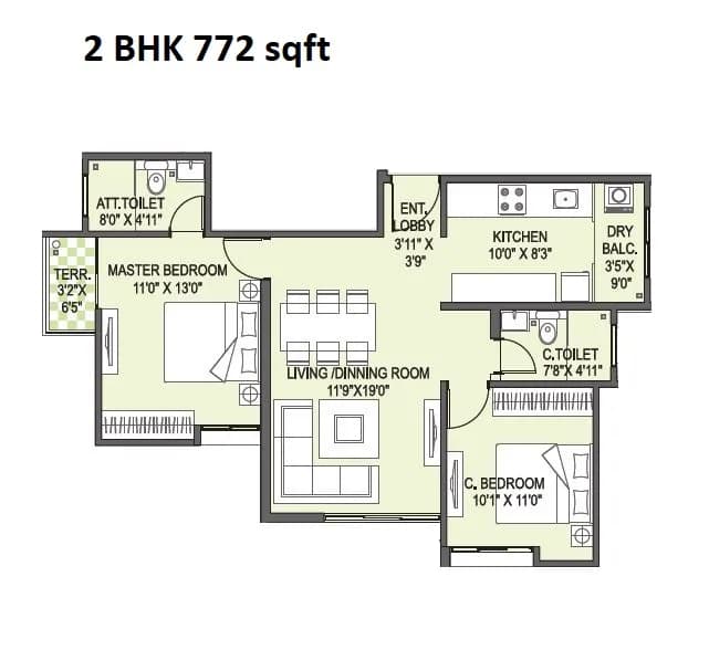 Unit plan - 772 sq.ft.