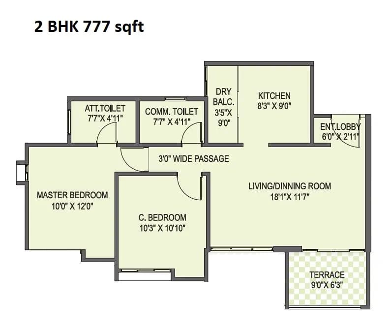 Unit plan - 777 sq.ft.