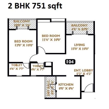 Basil Mondale Unit plan - 751 sq.ft.