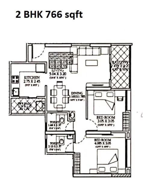 Choice Goodwill Verve Unit plan - 766 sq.ft.