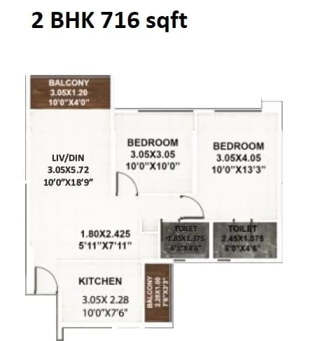 Unit plan - 716 sq.ft.