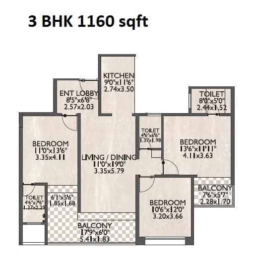 PK Hillcrest Unit plan - 1160 sq.ft.