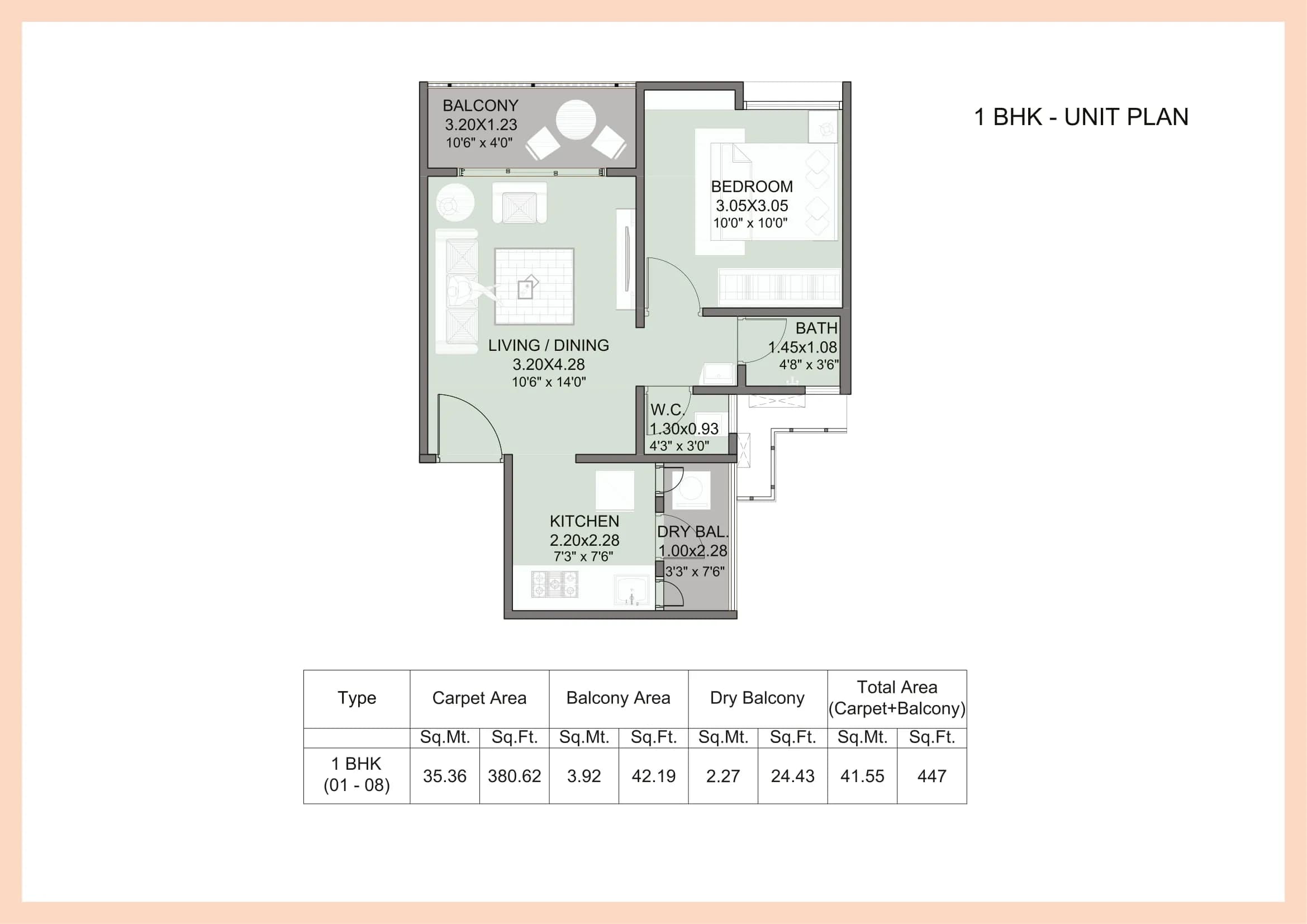 Unit plan - 447 sq.ft.