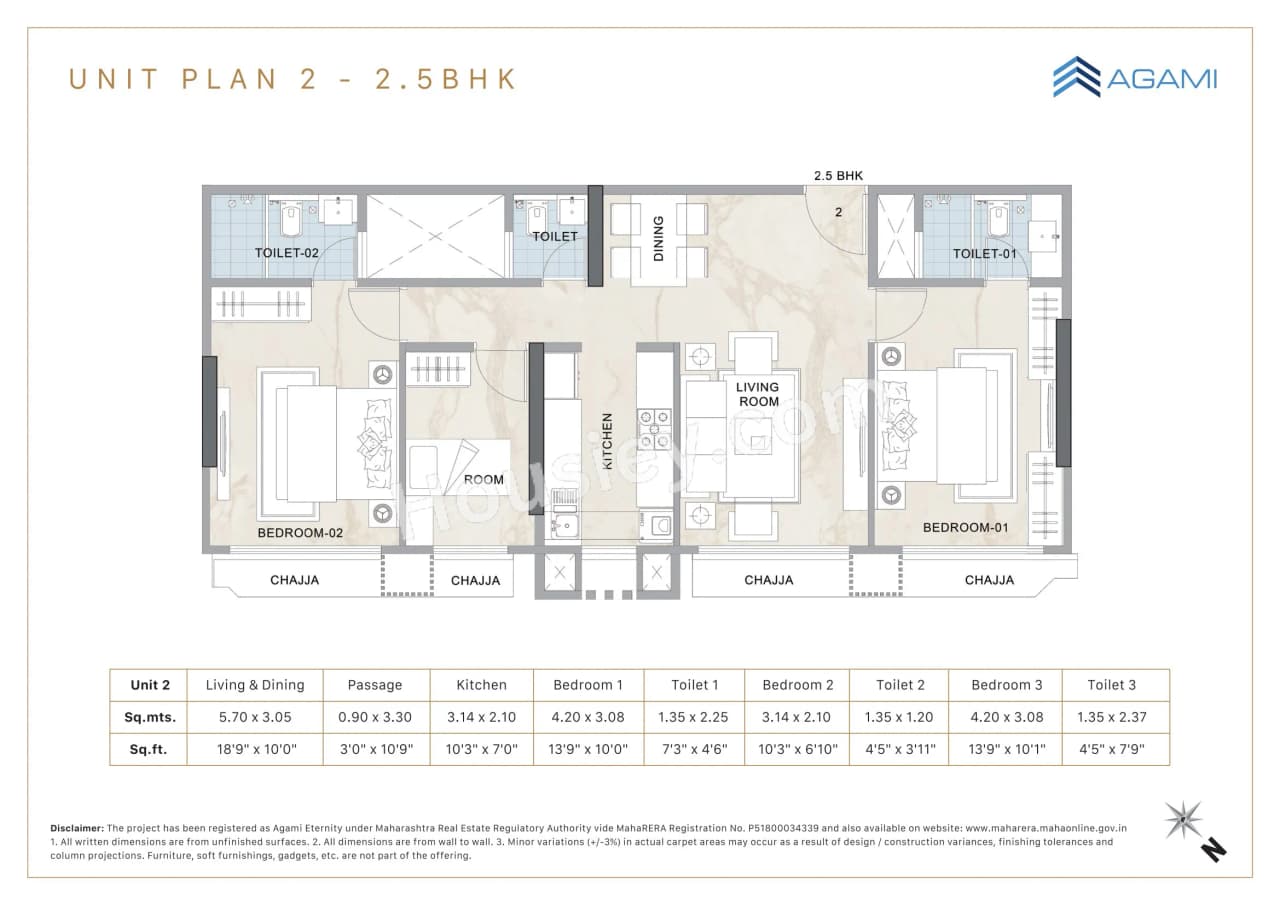 Agami Artclave Unit plan - 794 sq.ft.