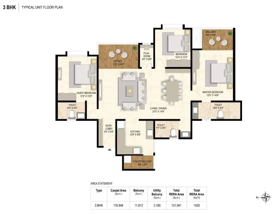 Austin One Unit plan - 1420 sq.ft.