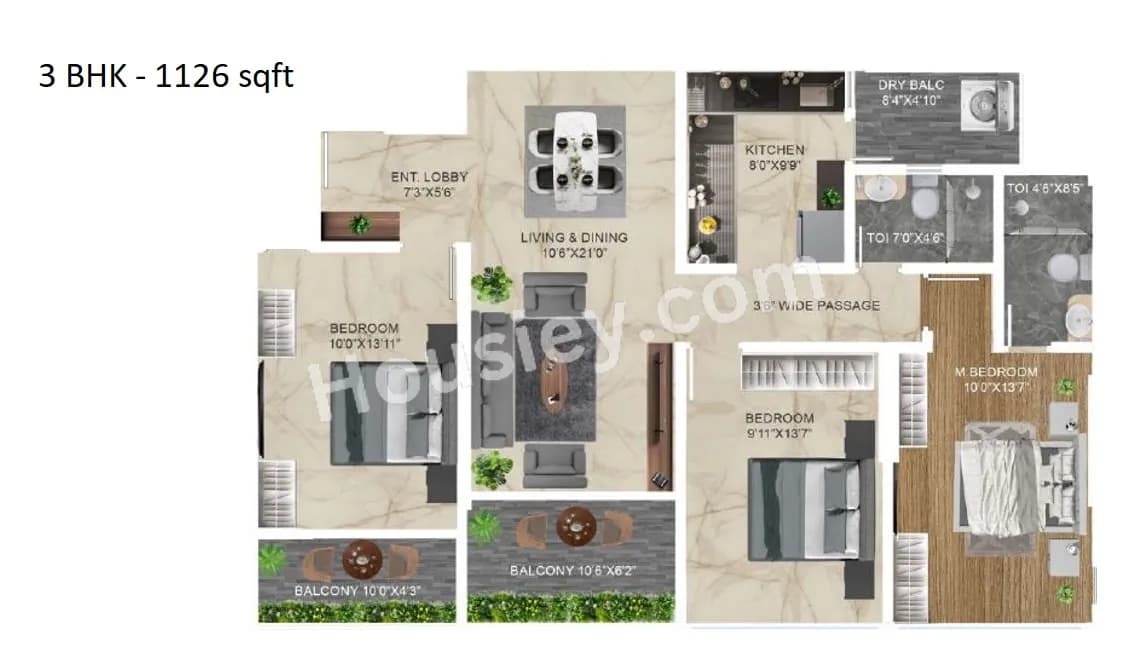 Unit plan - 1126 sq.ft.