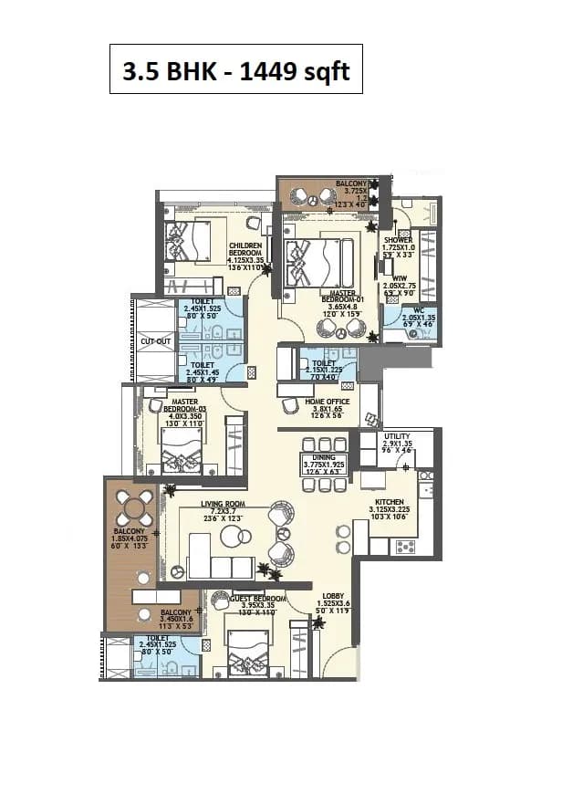 Unit plan - 1449 sq.ft.