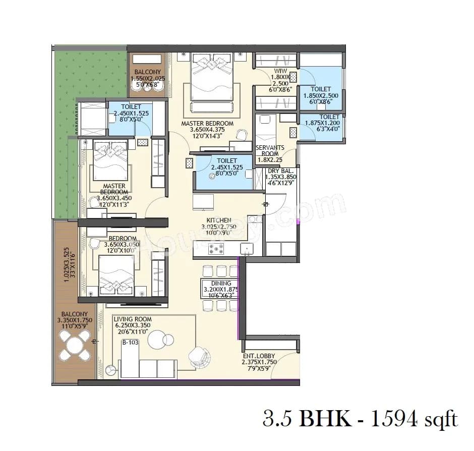 Unit plan - 1594 sq.ft.