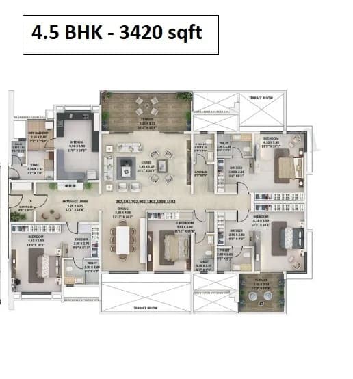 Unit plan - 3420 sq.ft.