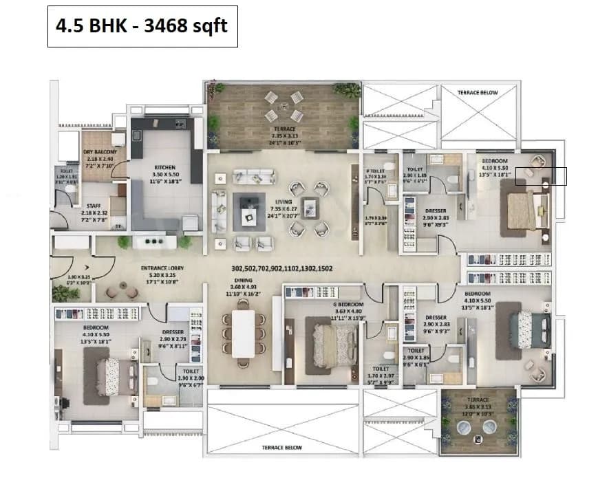 Kumar Sanctum Unit plan - 3468 sq.ft.