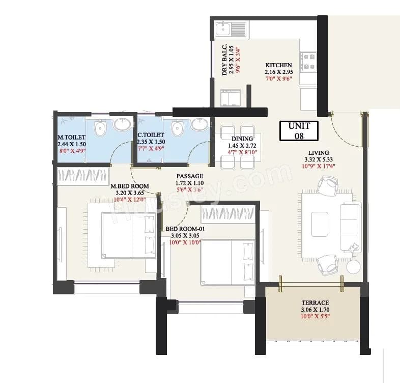 Unit plan - 761 sq.ft.