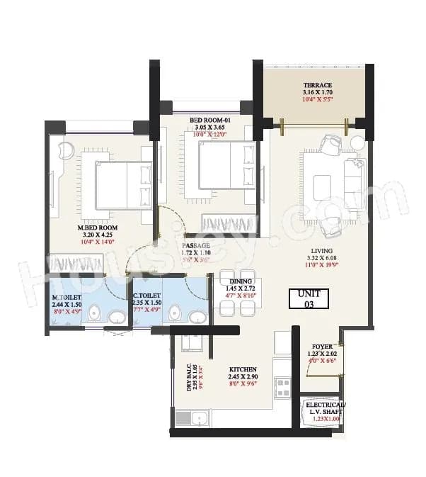 Unit plan - 871 sq.ft.