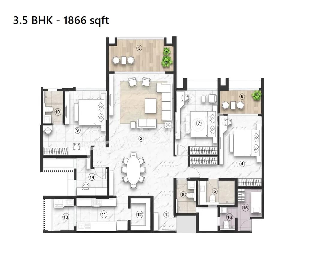 Lodha Estilo Unit plan - 1866 sq.ft.