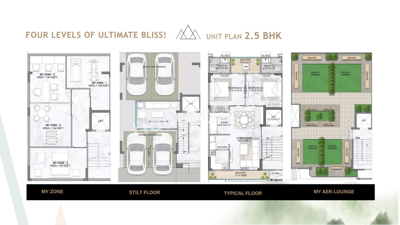 M3M Antalya Hills Unit plan - 811 sq.ft.