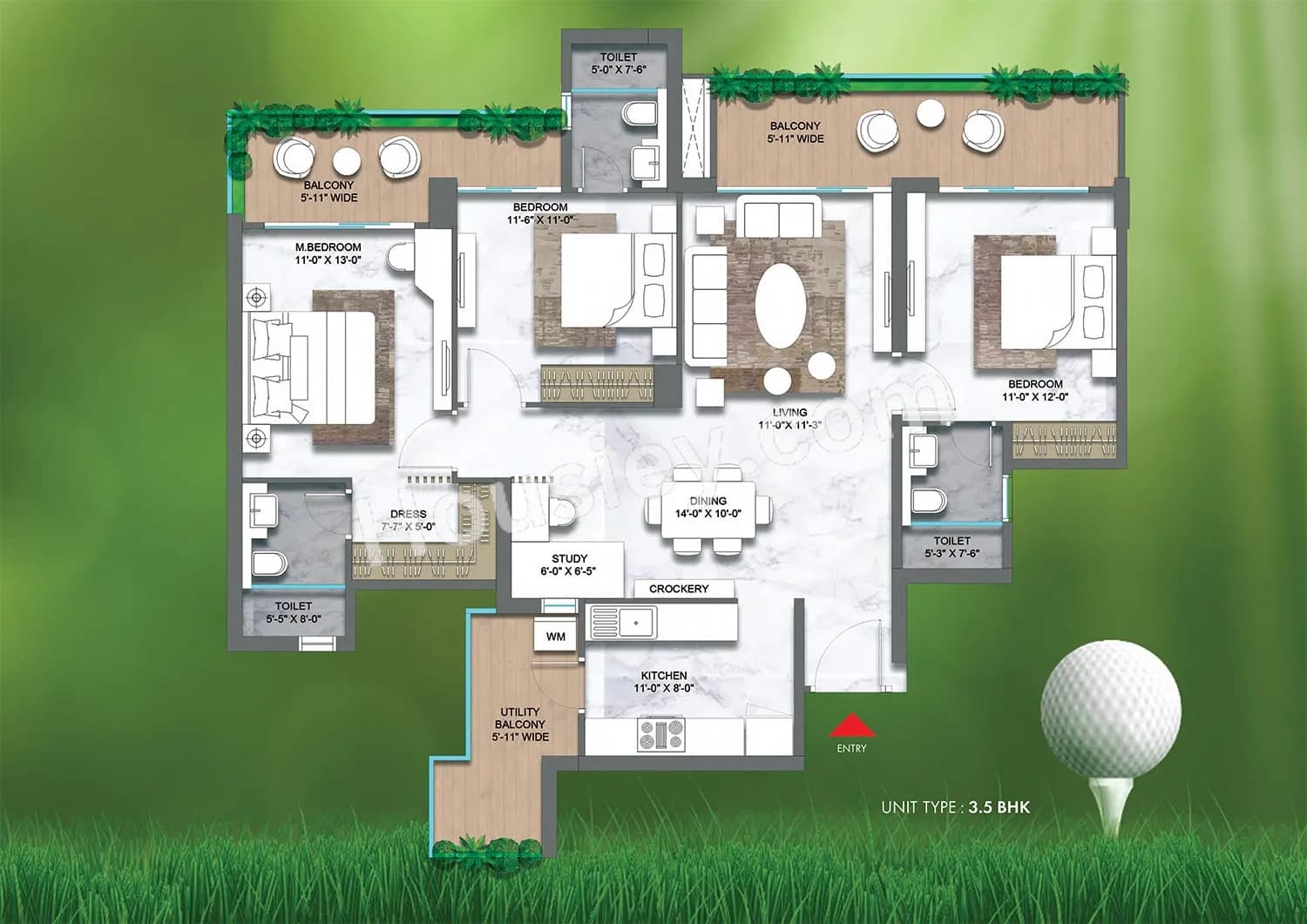 Unit plan - 1437 sq.ft.