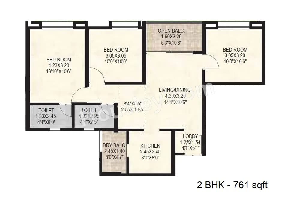 Merlin Elementa Unit plan - 761 sq.ft.