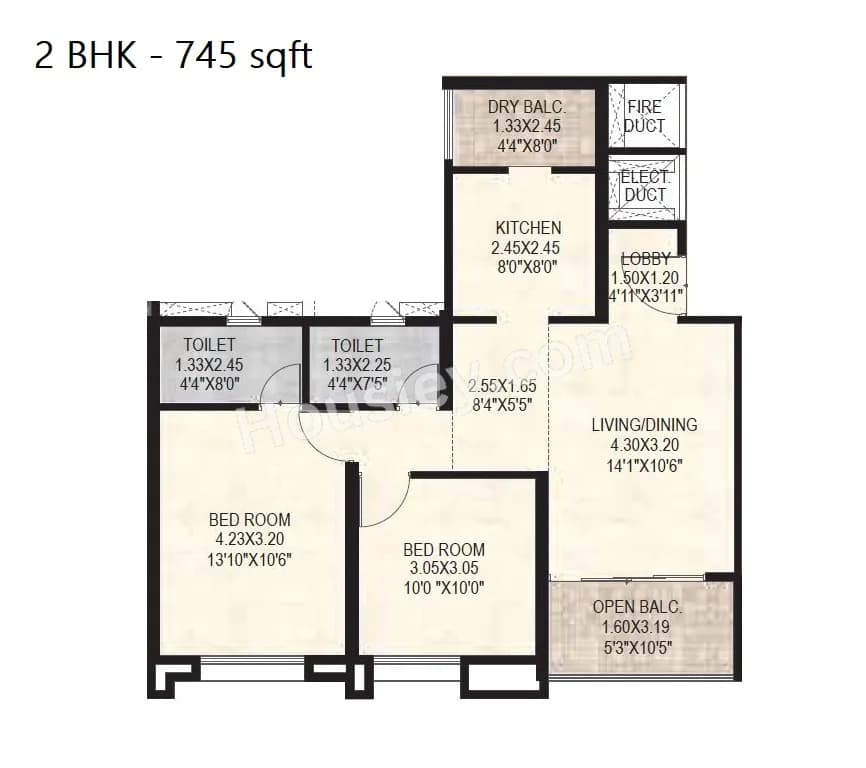 Merlin Elementa Unit plan - 745 sq.ft.